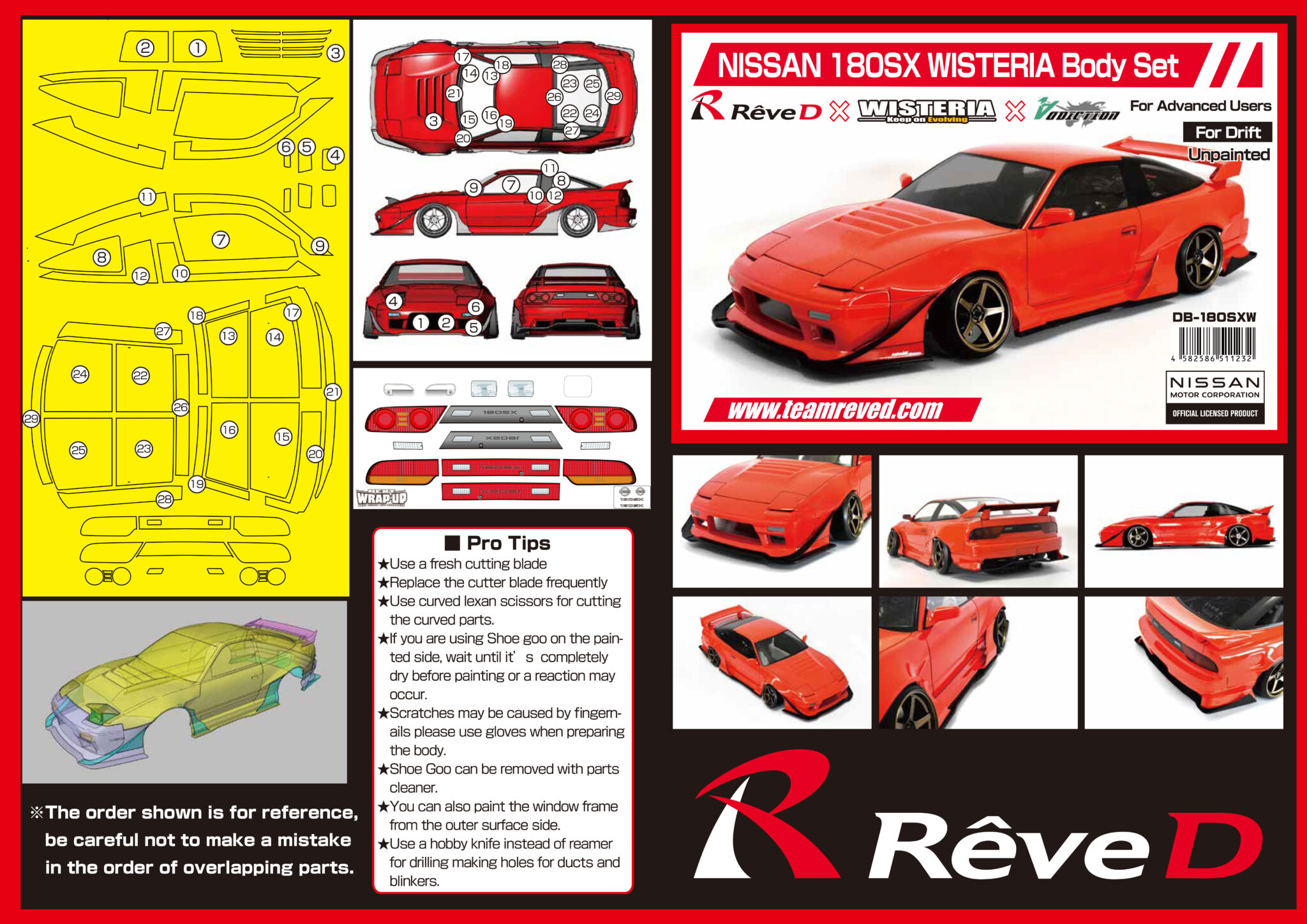 ReveD / DB-180SXW / Nissan 180SX WISTERIA Clear Body Set ...